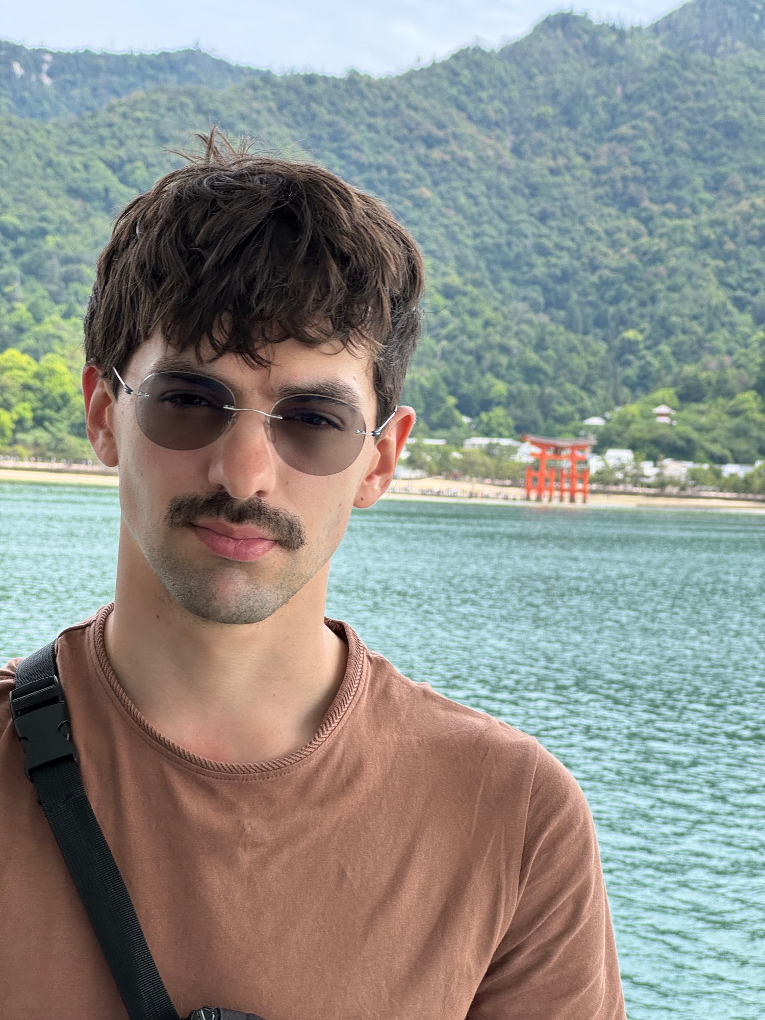 Gros Patapouf devant un torii au Japon